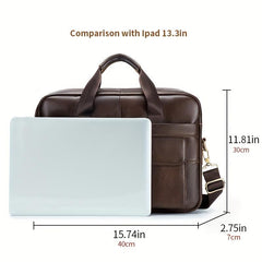 Leather Business Briefcase Messenger Bag for Men Travel Work Computer Bag
