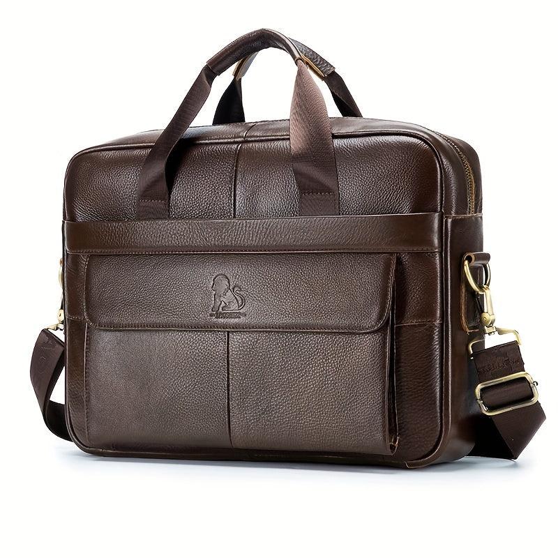 Leather Business Briefcase Messenger Bag for Men Travel Work Computer Bag