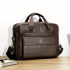 Leather Business Briefcase Messenger Bag for Men Travel Work Computer Bag