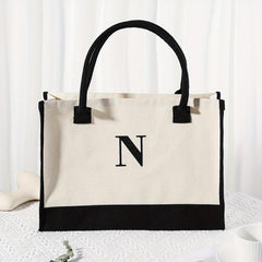 Letter Tote Bag Canvas Shoulder Handbag