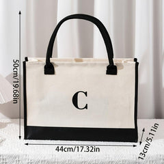 Letter Tote Bag Canvas Shoulder Handbag
