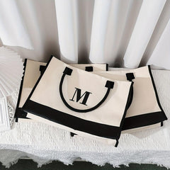 Letter Tote Bag Canvas Shoulder Handbag