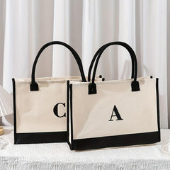Letter Tote Bag Canvas Shoulder Handbag