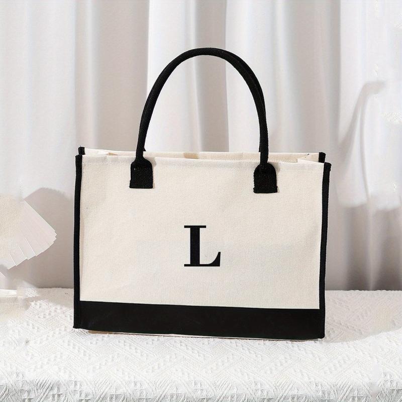 Letter Tote Bag Canvas Shoulder Handbag