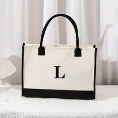 Letter Tote Bag Canvas Shoulder Handbag