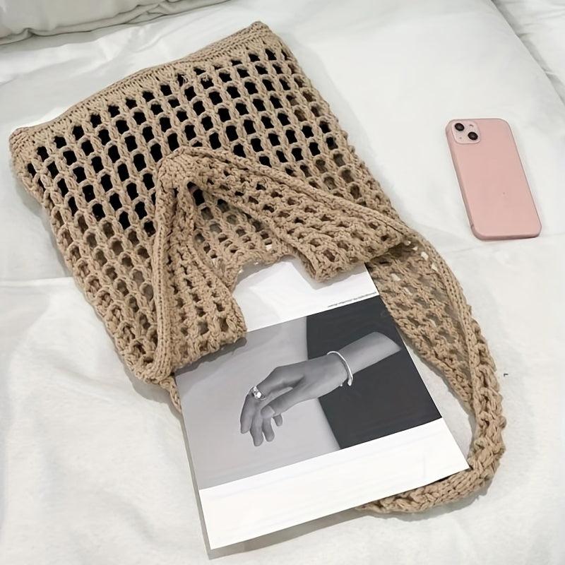 Solid Knit Hobo Bag Handbag Crochet Shoulder Bag