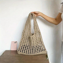 Solid Knit Hobo Bag Handbag Crochet Shoulder Bag