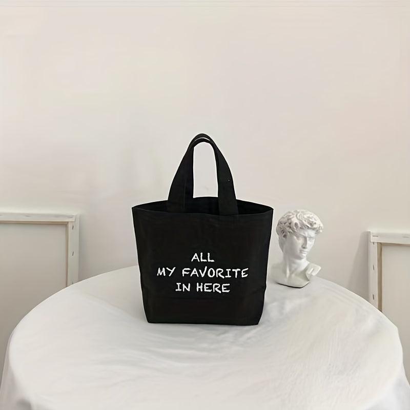 Small Happy Face Tote Bag Casual Canvas Handbag Mini Bento Bag