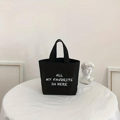 Small Happy Face Tote Bag Casual Canvas Handbag Mini Bento Bag