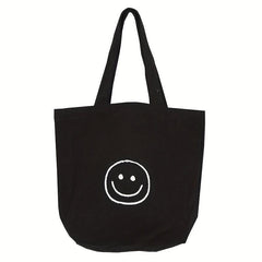 Small Happy Face Tote Bag Casual Canvas Handbag Mini Bento Bag