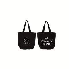 Small Happy Face Tote Bag Casual Canvas Handbag Mini Bento Bag