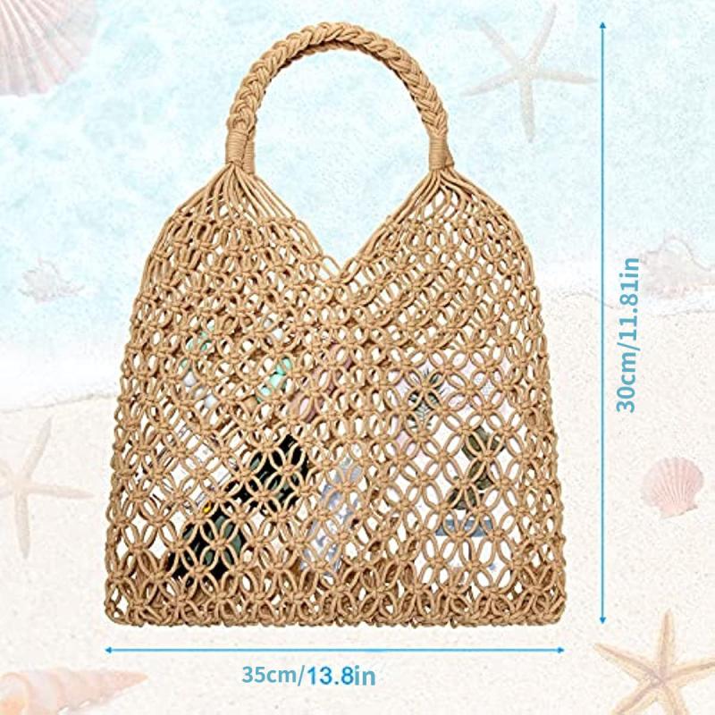 Woven Straw Beach Bag Tote Shopping Fishing Net Travel