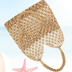 Woven Straw Beach Bag Tote Shopping Fishing Net Travel
