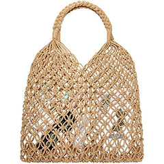 Woven Straw Beach Bag Tote Shopping Fishing Net Travel
