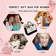 Monogrammed Canvas Tote Bag with Zipper Pocket Letter S