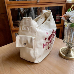 Embroidery Crossbody Bag Large Capacity Soft Messenger Bag