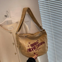 Embroidery Crossbody Bag Large Capacity Soft Messenger Bag
