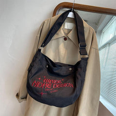 Embroidery Crossbody Bag Large Capacity Soft Messenger Bag