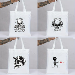 Custom Pattern Canvas Tote Bag Retro Witch Hat Handbag