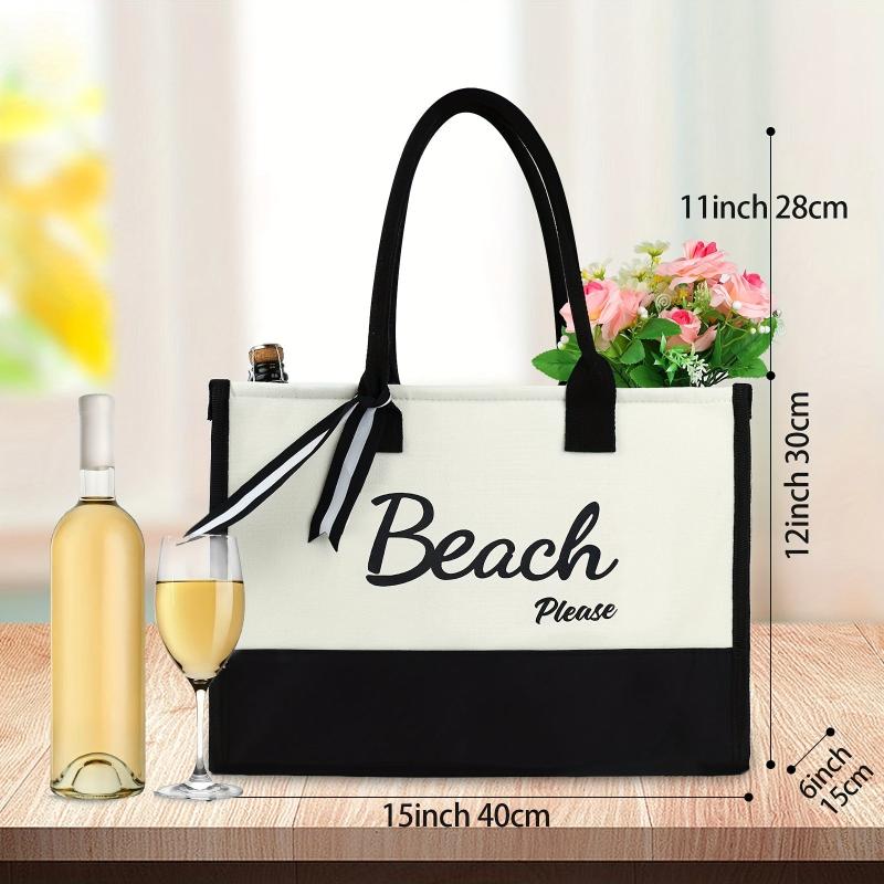 Letter Pattern Handbag Tote Bag Personalized Canvas Large Capacity