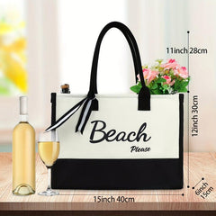 Letter Pattern Handbag Tote Bag Personalized Canvas Large Capacity