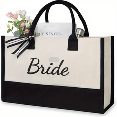 Letter Pattern Handbag Tote Bag Personalized Canvas Large Capacity