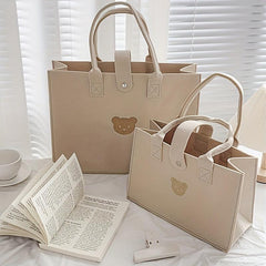 Casual Felt Tote Bag Handbag Large Capacity Shoulder Bag for Commuting