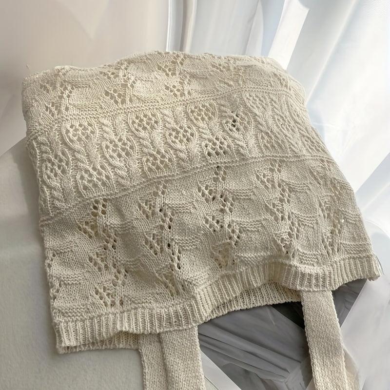 Minimalist Crochet Tote Bag Hollow Out Knitted Handbag For Vacation Travel