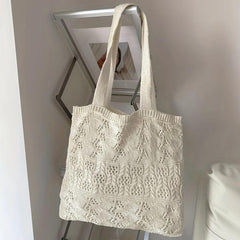 Minimalist Crochet Tote Bag Hollow Out Knitted Handbag For Vacation Travel