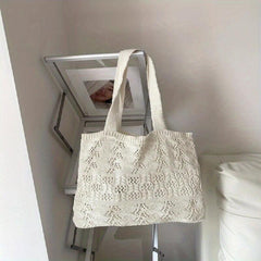 Minimalist Crochet Tote Bag Hollow Out Knitted Handbag For Vacation Travel