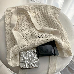 Men's Hollow Out Crochet Tote Bag for Summer