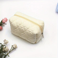 Pink Corduroy Cosmetic Bag Makeup Organizer Travel Toiletry Handbag Pouch