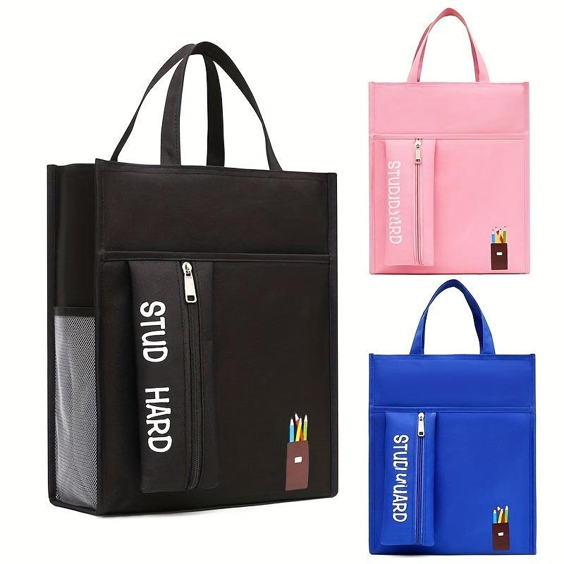 Men's Large Capacity Tote Bag Student Handbag Carrying Book Bag