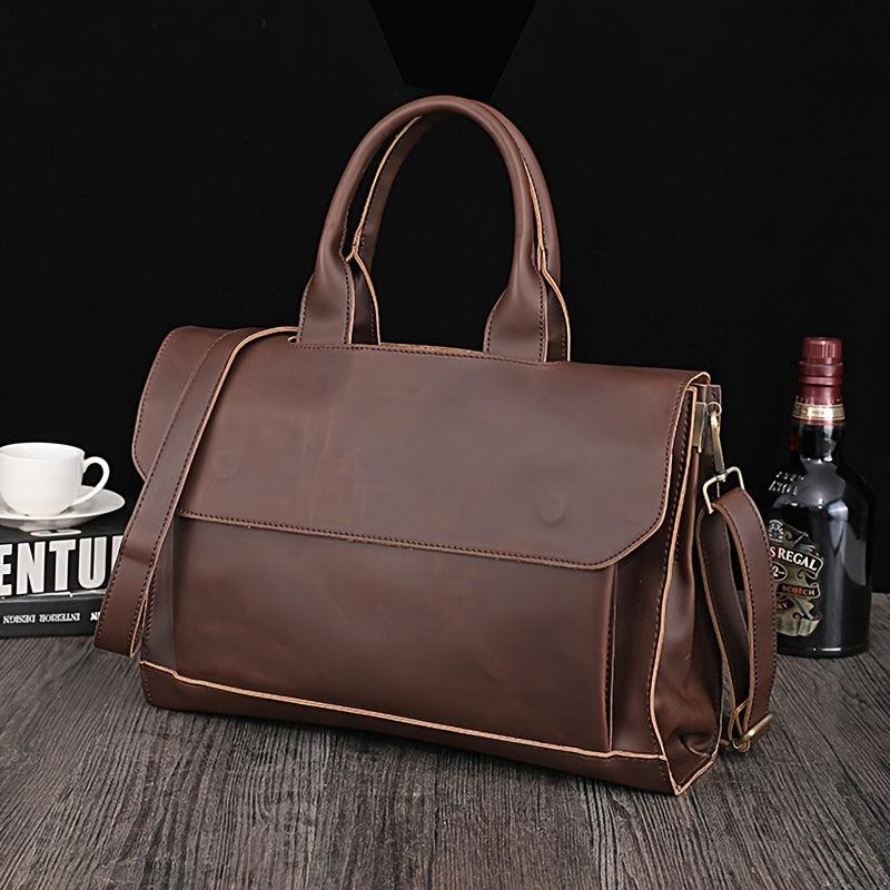 Men's Handbag Pu Leather Business Briefcase Shoulder Bag