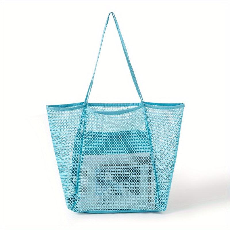 Mesh Beach Handbag Large Capacity Shoulder Bag Shopping Bag Swimming Tote Bag