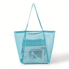 Mesh Beach Handbag Large Capacity Shoulder Bag Shopping Bag Swimming Tote Bag