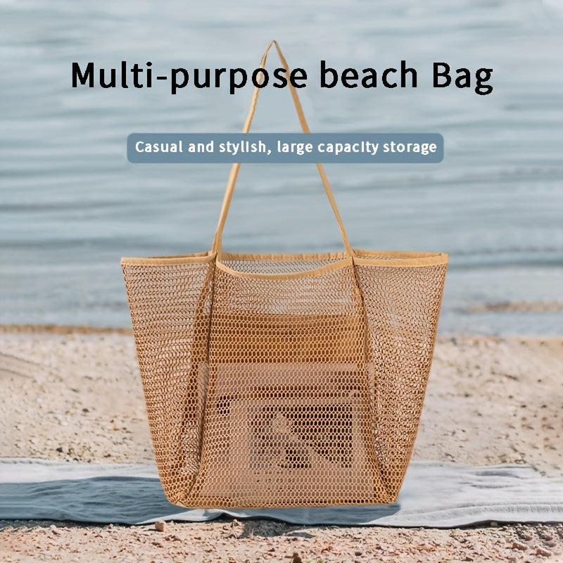 Mesh Beach Handbag Large Capacity Shoulder Bag Shopping Bag Swimming Tote Bag
