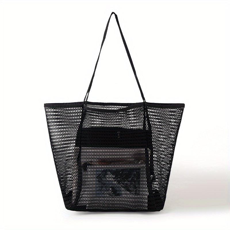 Mesh Beach Handbag Large Capacity Shoulder Bag Shopping Bag Swimming Tote Bag