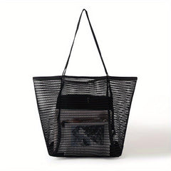 Mesh Beach Handbag Large Capacity Shoulder Bag Shopping Bag Swimming Tote Bag