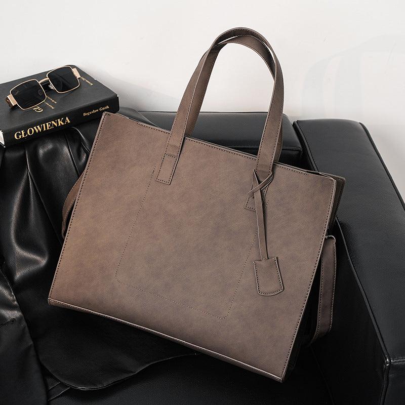 Versatile PU Leather Tote Crossbody Bag for Business Trip