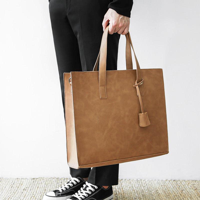 Versatile PU Leather Tote Crossbody Bag for Business Trip