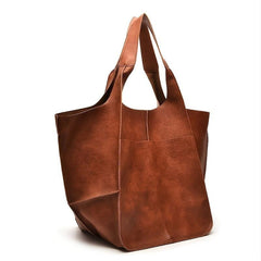 Large Capacity Soft Leather Tote Shoulder Bag for Travel