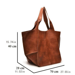 Large Capacity Soft Leather Tote Shoulder Bag for Travel