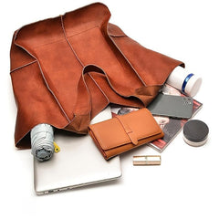 Large Capacity Soft Leather Tote Shoulder Bag for Travel