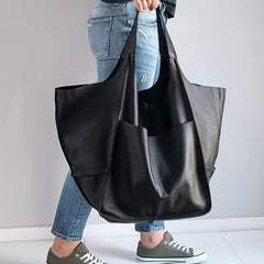 Large Capacity Soft Leather Tote Shoulder Bag for Travel