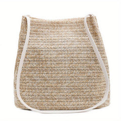 Straw Beach Bag Woven Shoulder Bucket Large Tote Handbag