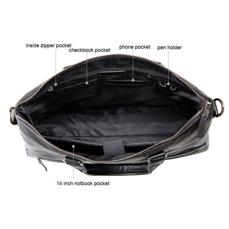 Leather Business Briefcase Handbag For Men Travel Work Computer Bag