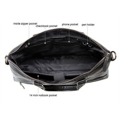 Leather Business Briefcase Handbag For Men Travel Work Computer Bag