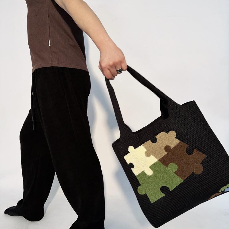 Casual Puzzle Tote Bag Towel Embroidery Handbag for Travel Gym Work Shopping