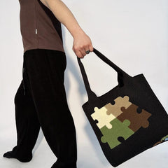 Casual Puzzle Tote Bag Towel Embroidery Handbag for Travel Gym Work Shopping